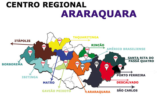 Mapa Pats na região de Araraquara